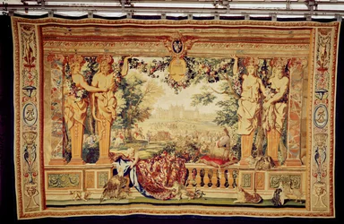 The Month of September Chateau of Chambord, kuvakudossarjasta "The Months or Royal Residences", tuotettu Louis XIV:n Gobelins Workshopissa (kuvakudos)